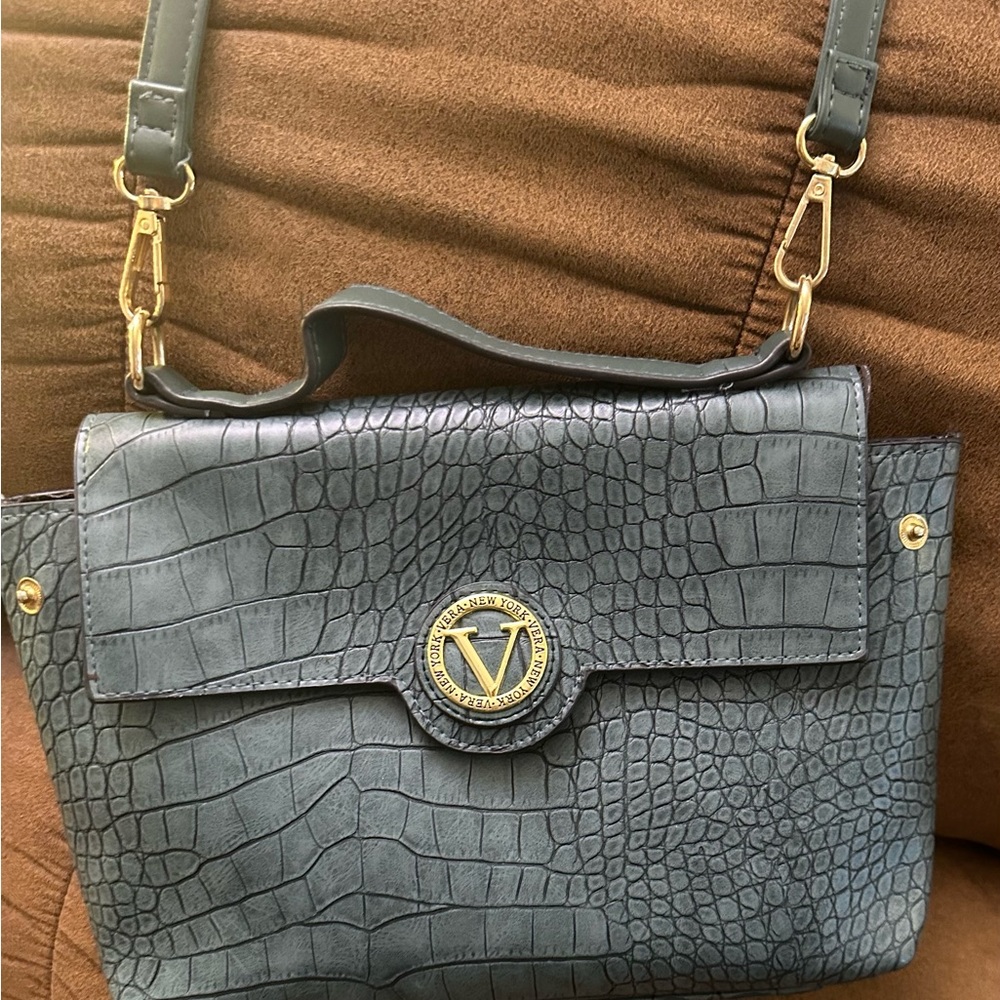 Vera New York teal croc crossbody purse